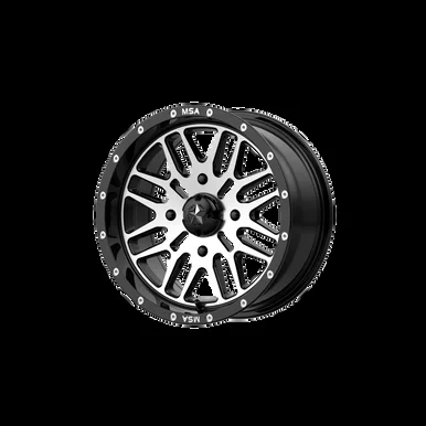 14×7 4×110 4.39BS M38 Brute Gloss Black Machined – MSA Wheels
