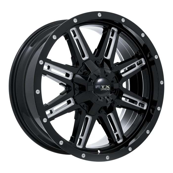 17×8 Alloy Wheel – RTX Ravine 082086 Black Milled , with 6×139.7 Bolt Pattern , 10.0 Offset , 106.1 HubBore GMC Sierra 1500 HD
