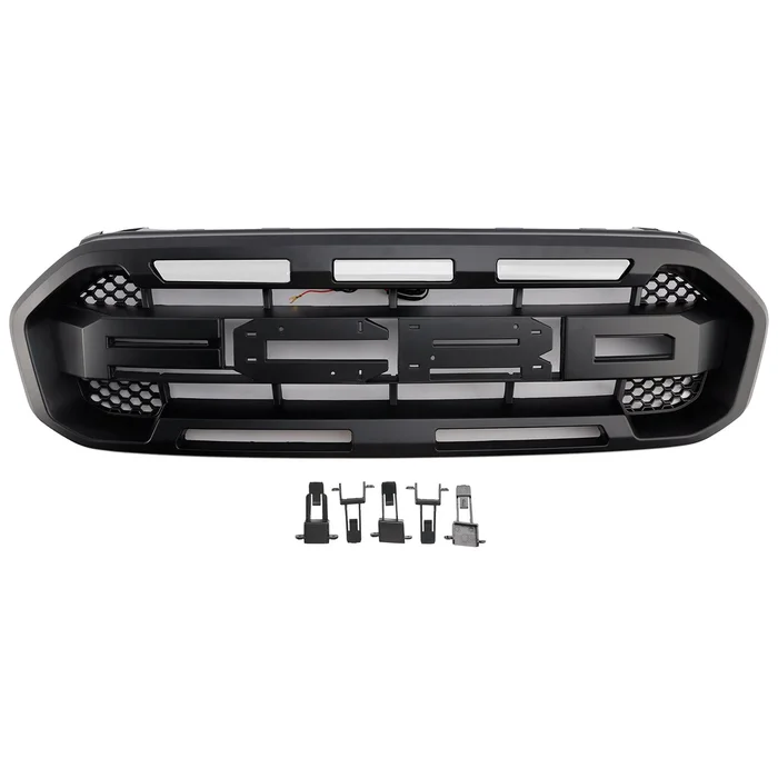 2019-2023 Ford Ranger With LED Light no front cameras Black Raptor Style Front Bumper Grill Grille Generic