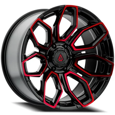22×10 6×135 4.76BS COBRA GLOSS BLK MACHINE RED TINT