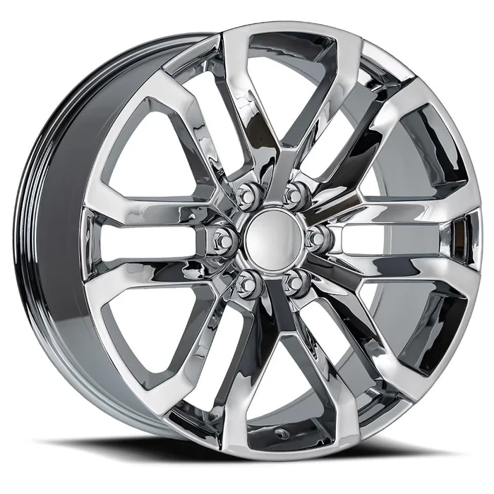 22×9 Chrome GMC Denali Style Wheels (FR95, 6×139.7, +24 Offset)
