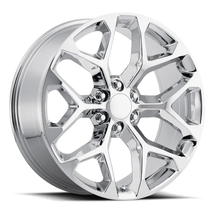 22×9 Chrome Snowflake Style Wheels for Chevy (FR59, 6×139.7, +24 Offset)