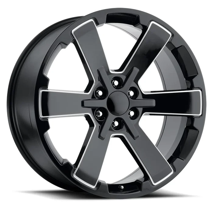 22×9 Gloss Black Ball Milled Wheels for GMC (FR45 Dual Six Star Style)