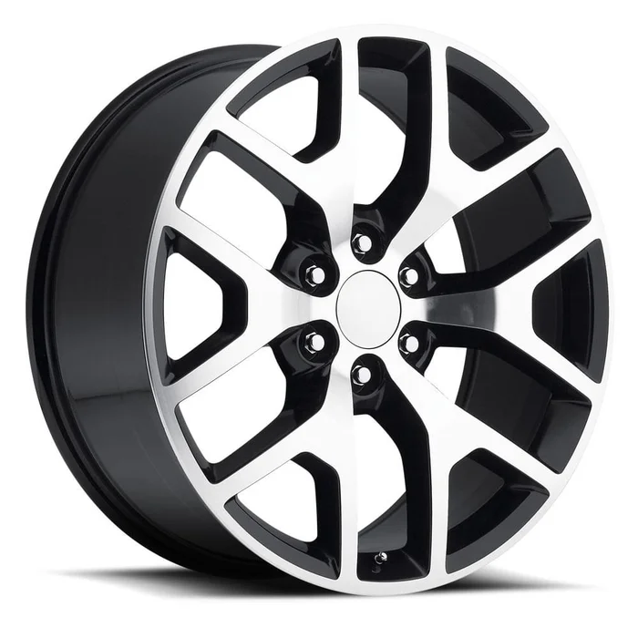 22×9 Gloss Black Machined Face GMC Sierra Style Wheels (FR44, 6×139.7, +31 Offset)