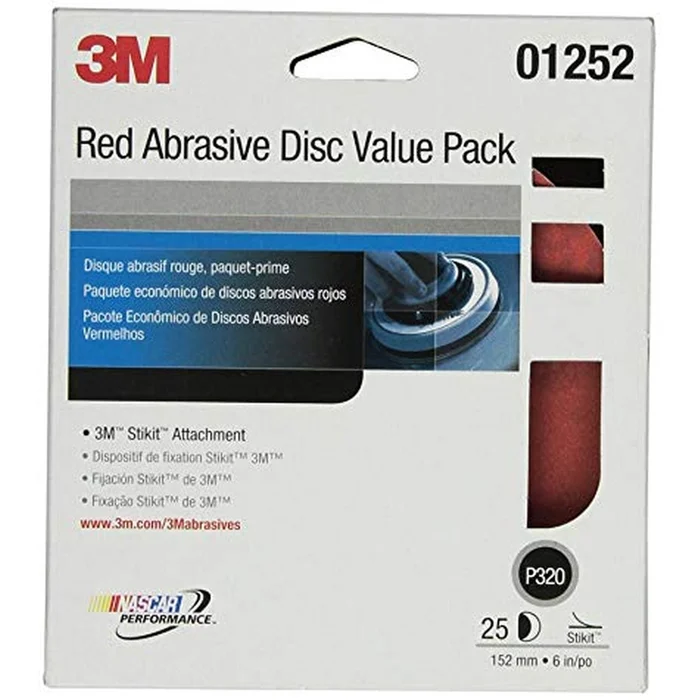 3M – 01252 – Red Abrasive Stikit Disc Value Pack, 6 in, P320