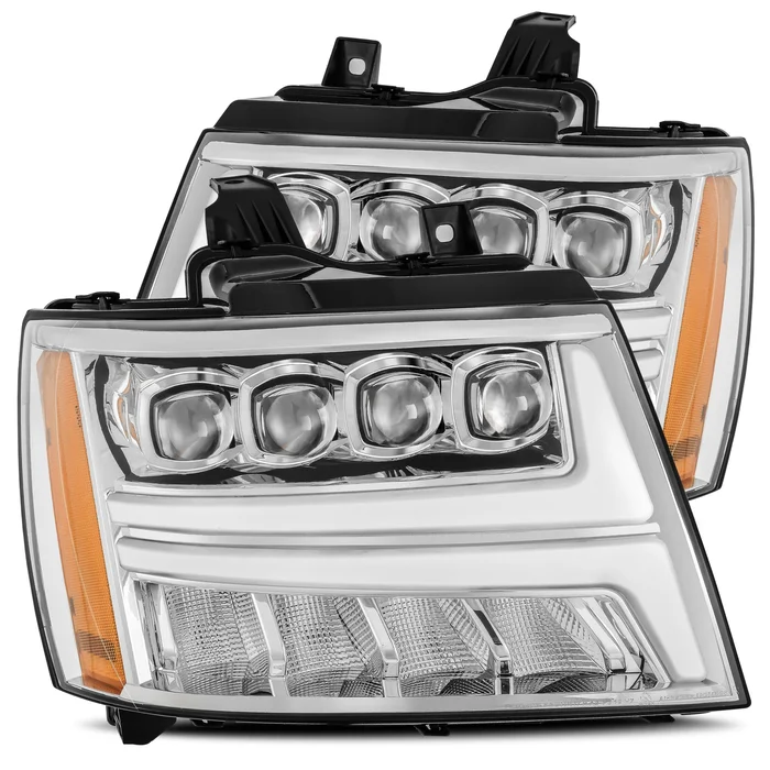 AlphaRex 07-14 Chevrolet Tahoe/Suburban/07-13 Avalanche Nova-Series LED Projector Headlights Plank Style Design Chrome w/ Activation Light and DRL – 880286