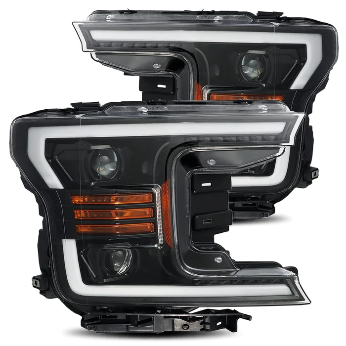 AlphaRex 18-20 Ford F150 PRO-Series Projector Headlights Plank Style Design Gloss Black w/ Activation Sequential Signal – 880188