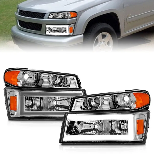 ANZO 04-12 GM Colorado/Canyon/I-Series Crystal Headlights – w/ Light Bar Chrome Housing 4pcs