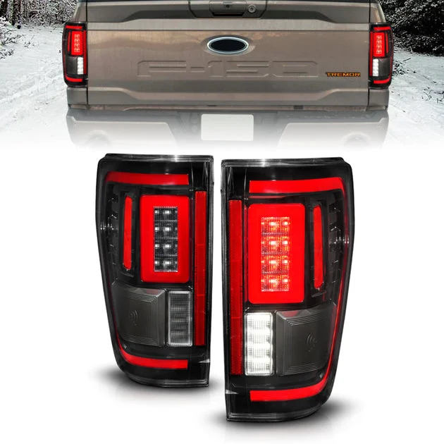 ANZO 21-23 Ford F-150 LED Taillights Seq. Signal w/BLIS Cover – Black (For Factory Halogen ONLY)