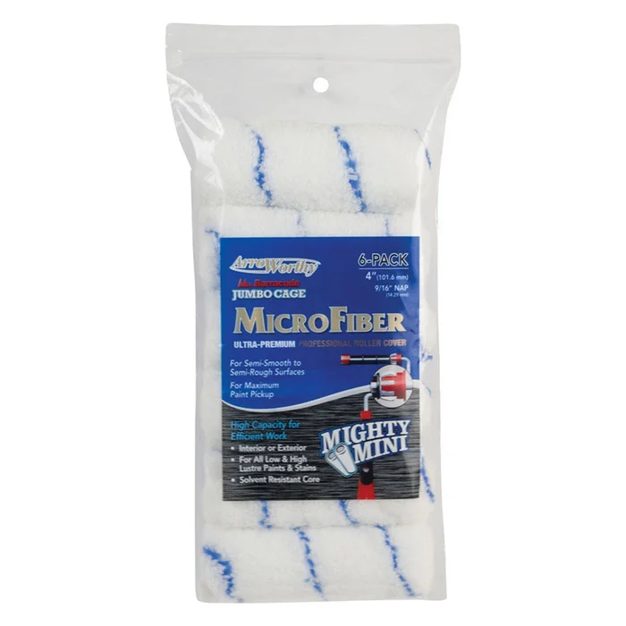 ArroWorthy – 4-MFR4JCCK – Barracuda Microfiber 4 in. W X 9/16 in. Jumbo Paint Roller Cover 6 pk