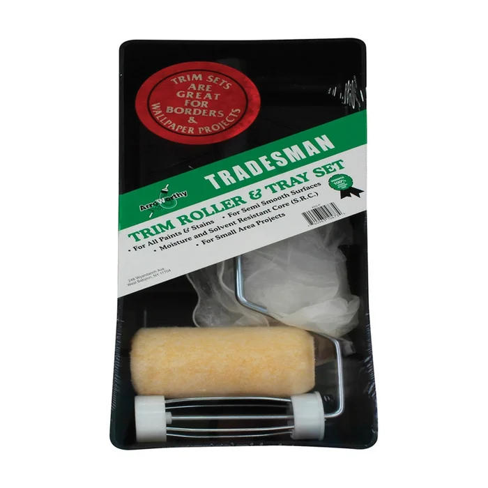 ArroWorthy – 4SS-P – Tradesman Plastic 4 in. W X 9 in. L Disposable Trim Roller and Tray Set