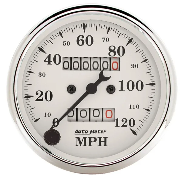 Auto Meter 3-1/8in 120MPH Mechanical Speedometer Old Tyme White Gauge – 1693