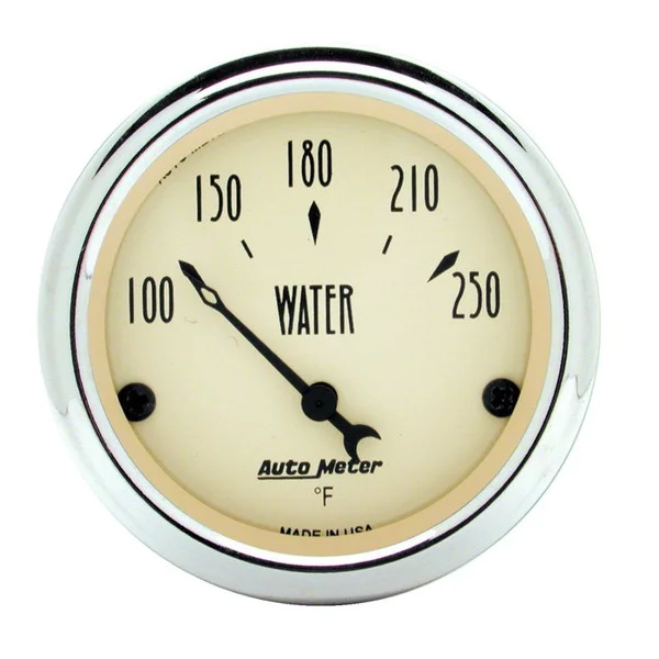Autometer 2-1/16 inch Electric Water Temperature 250 Deg F Antique Beige Gauge – 1837