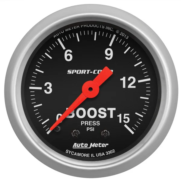 Autometer 2-1/16in 0-15 PSI Mechanical Sport-Comp Boost Pressure Gauge – 3302