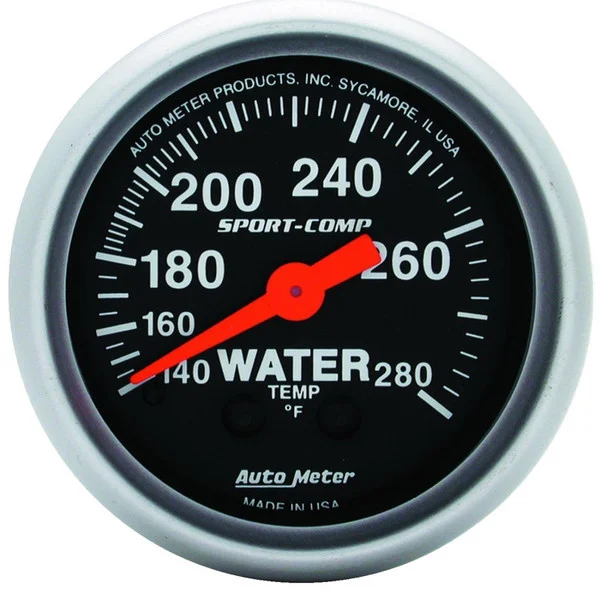 Autometer 2-1/16in 140-280 Degree F Mechanical Water Temp Sport-Comp Gauge – 3331