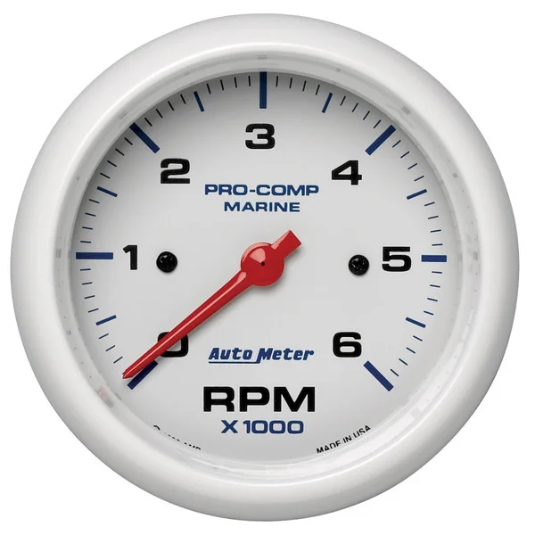 Autometer Marine White Ultra-Lite Gauge 3-3/8in Tachometer 6K RPM – 200752