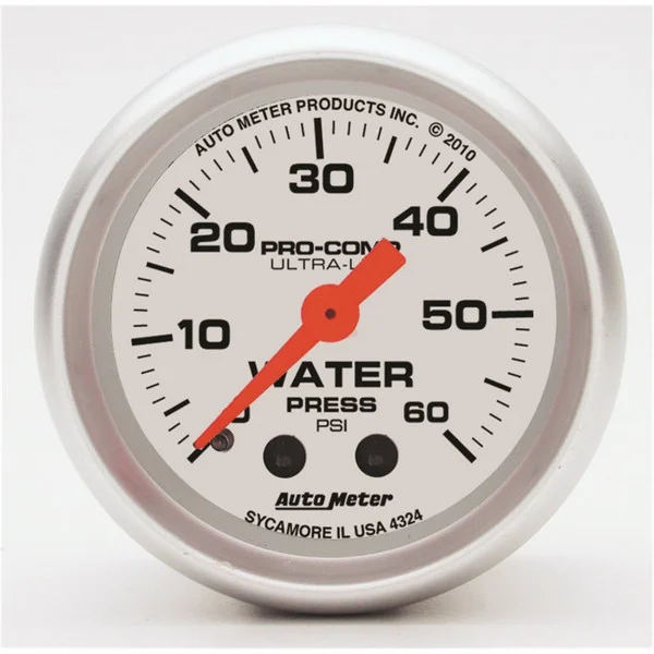 Autometer Ultra-Lite 52mm 60 PSI Mechanical Water Pressure Gauge – 4324