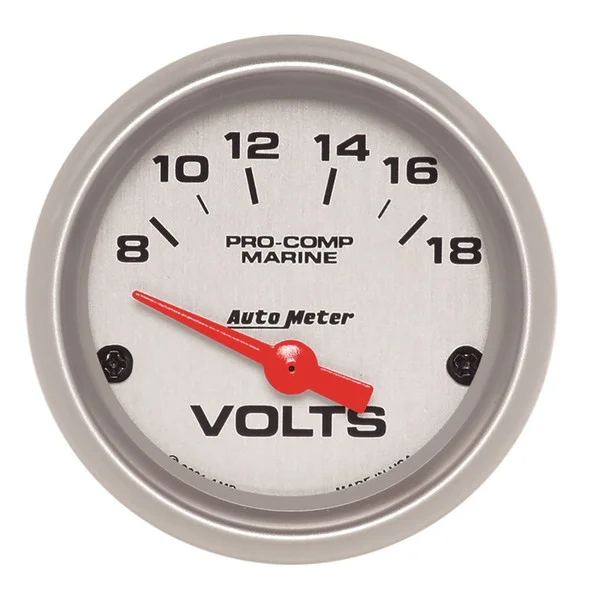 Autometer Voltmeter 2-1/16in 18V Electric Marine Silver Ultra-Lite Gauge – 200756-33