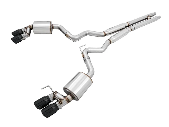 AWE Touring Edition Cat-back Exhaust for the 2018+ Mustang GT – Quad Diamond Black Tips – 3015-43106