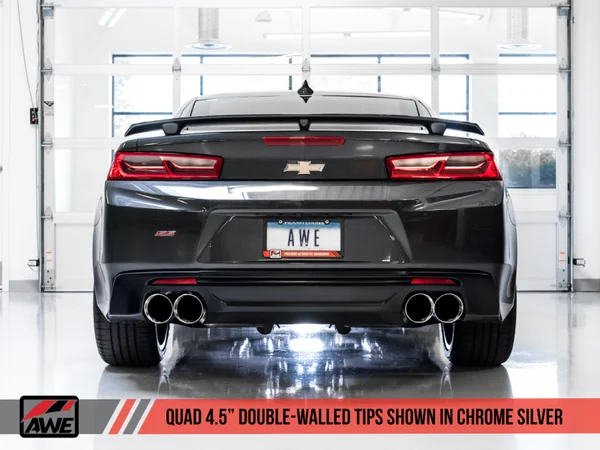 AWE Tuning 16-19 Chevrolet Camaro SS Axle-back Exhaust – Track Edition (Quad Chrome Silver Tips) – 3020-42067