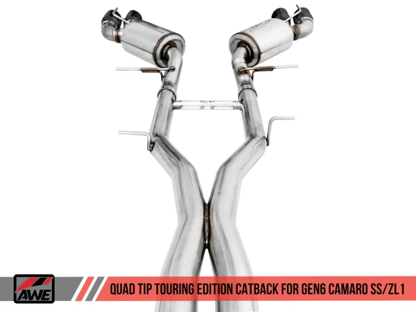 AWE Tuning 16-19 Chevy Camaro SS Res Cat-Back Exhaust -Touring Edition (Quad Diamond Black Tips) – 3015-43114