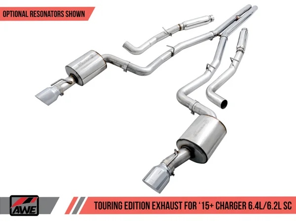 AWE Tuning 2015+ Dodge Charger 6.4L/6.2L SC Non-Resonated Touring Edition Exhaust – Silver Tips – 3020-32056