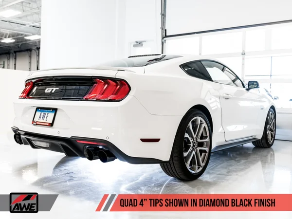 AWE Tuning 2018+ Ford Mustang GT (S550) Cat-back Exhaust – Track Edition (Quad Diamond Black Tips) – 3020-43072