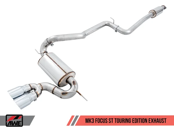 AWE Tuning Ford Focus ST Touring Edition Cat-back Exhaust – Resonated – Diamond Black Tips – 3020-33040