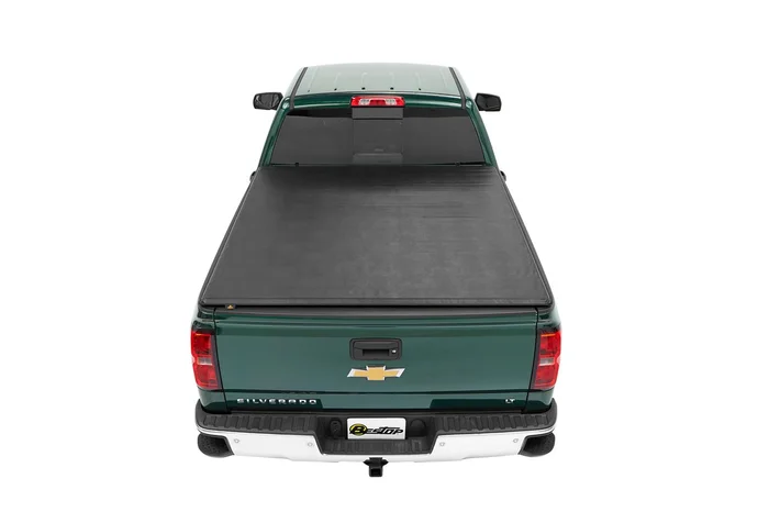 Bestop Chevy/GMC Silverado/Sierra 1500, 2014 2500/3500 HD, For 8 ft. bed, w/o Bed Management System, (Exc. '07 Classic) EZ-Roll Soft Tonneau – 19210-01