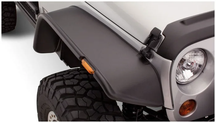 Bushwacker 07-18 Jeep Wrangler Flat Style Flares 2pc – Black
