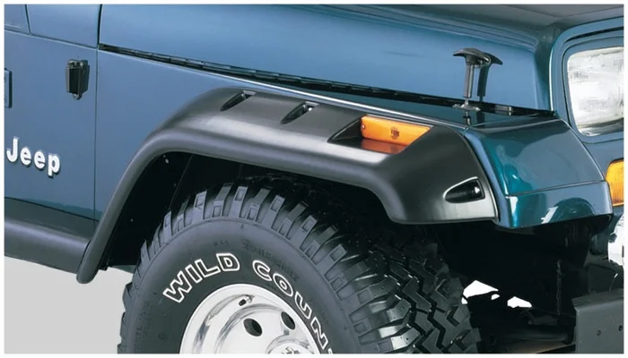 Bushwacker 87-95 Jeep Wrangler Cutout Style Flares 2pc Cutting Optional Not Renegade – Black