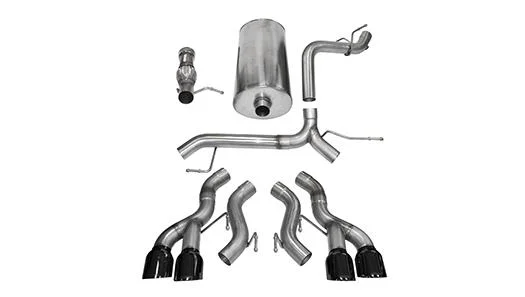 Corsa Performance 3.0in. Cat-Back Sport Dual Rear Exit Exhaust 4.5in. Black Tips 12-14 Cadillac Escalade DUB ESV 6.2L V8 – 14887BLK