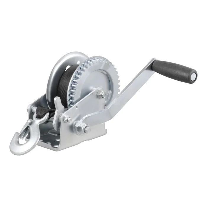 CURT 29435 Hand Crank Winch with 20′ Strap (1,400 lbs, 7-1/2 Handle)