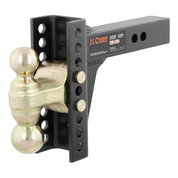 CURT 45900 Adjustable Channel Mount with Dual Ball (2 Shank, 14,000 lbs., 6 Drop)
