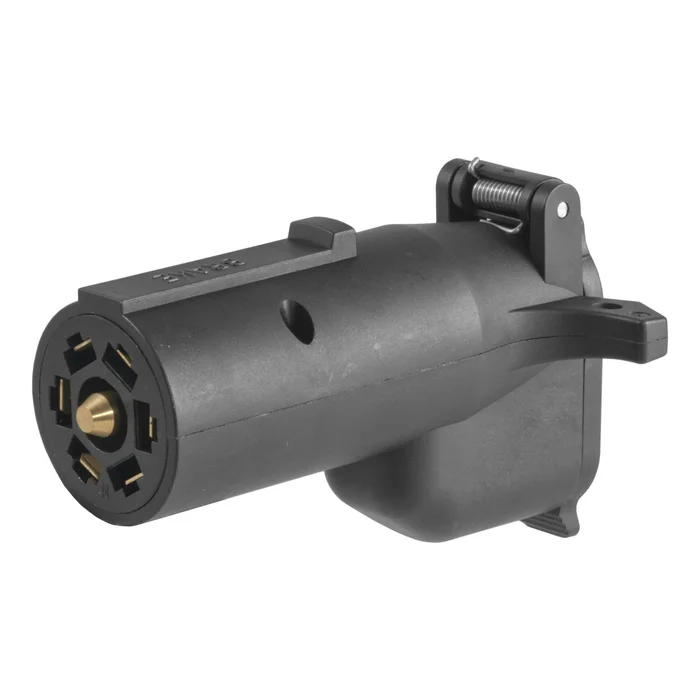 CURT 57720 Adapter with Alarm (7-Way RV Blade to 6-Way Round Trailer, Center Pin Brake)