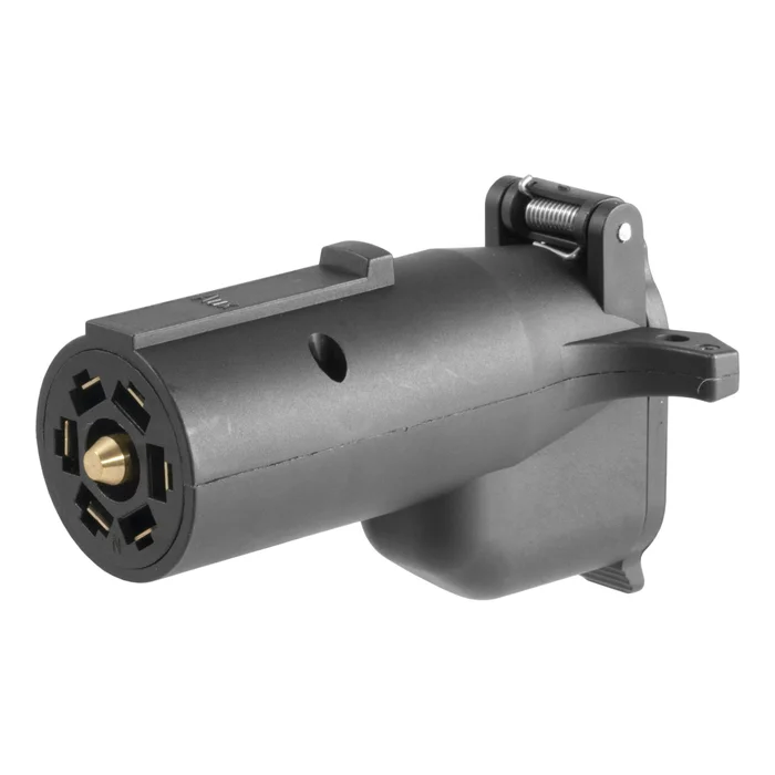 CURT 57726 Adapter with Alarm (7-Way RV Blade to 6-Way Round Trailer, Center Pin Auxiliary)