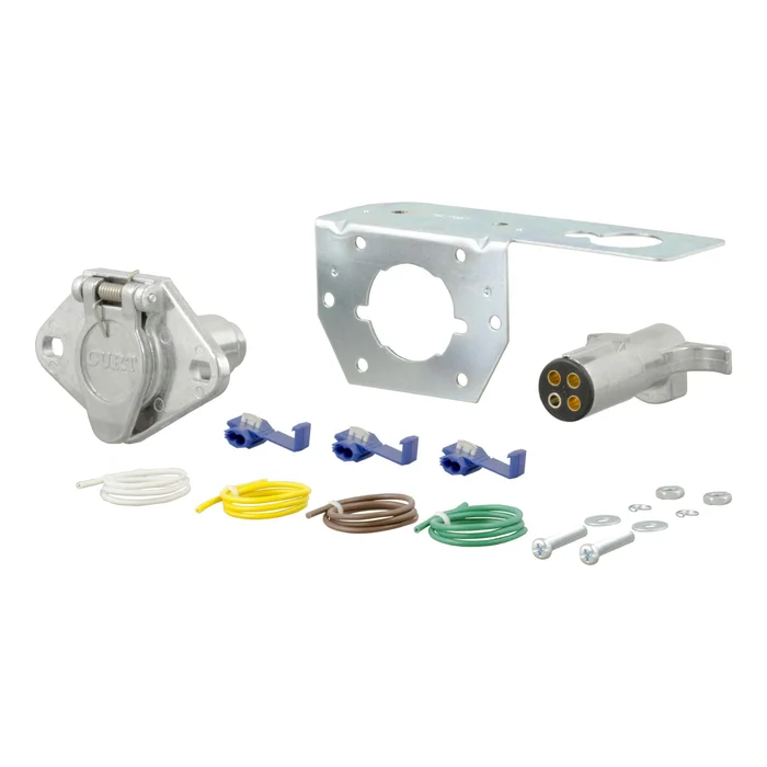 CURT 58677 4-Way Round Connector Plug & Socket with Hardware (Packaged)