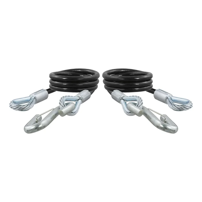 CURT 80176 44 Safety Cables with 2 Snap Hooks (7,500 lbs, Vinyl-Coated, 2-Pack)