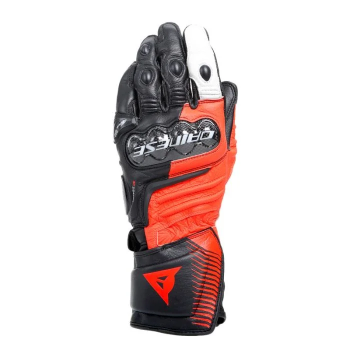 Dainese Carbon 4 Long Leather Gloves Black/Fluorescent-Red/White – Small – 201815957-W12-S