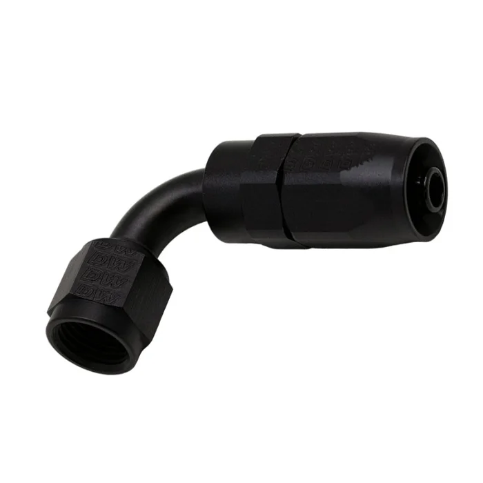 DeatschWerks 6AN Female Swivel 90-Degree Hose End CPE – Anodized Matte Black – 6-02-0803-B
