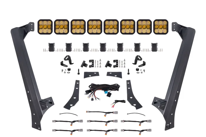 Diode Dynamics Jeep JK SS5 Pro CrossLink Windshield Yellow Combo Lightbar Kit-DD7267