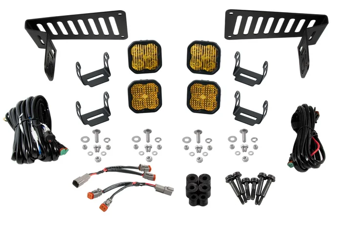 Diode Dynamics SS3 Cowl LED Bracket Kit for 18-21 Jeep JL Wrangler/Gladiator, Yellow Sport-DD6555