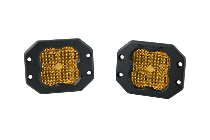Diode Dynamics SS3 Pro Amber Backlight Yellow Flood Flush Pair-DD6941P