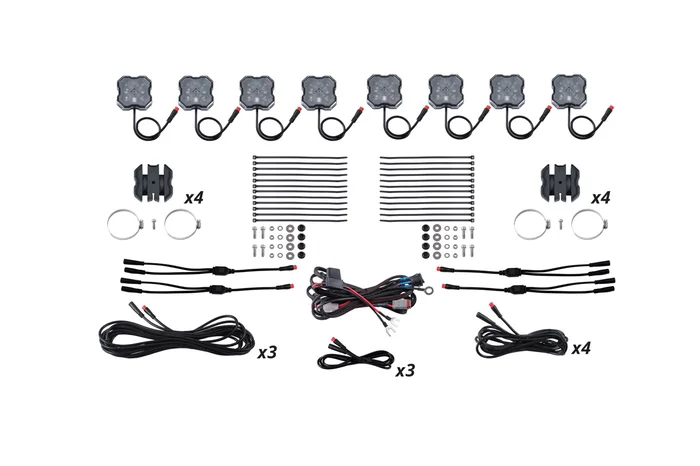 Diode Dynamics Stage Series SXS Rock Light Installer Kit, RGBW M8 (8-pack) – DD7753