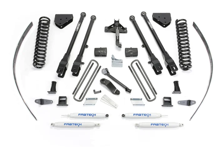 Fabtech 4 Link Lift System, 8 in. Lift w/ Coils and Performance Shocks For 08-16 Ford F250 4WD w/o Factory Overload. – K2125