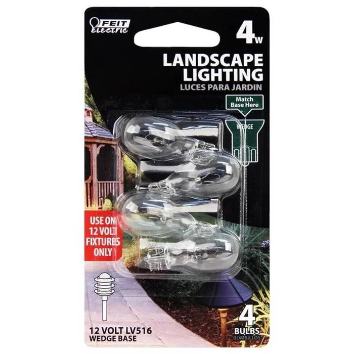 Feit – BPLV516/4/RP – 4 W T5 Landscape and Low Voltage Incandescent Bulb Wedge Soft White 4 pk