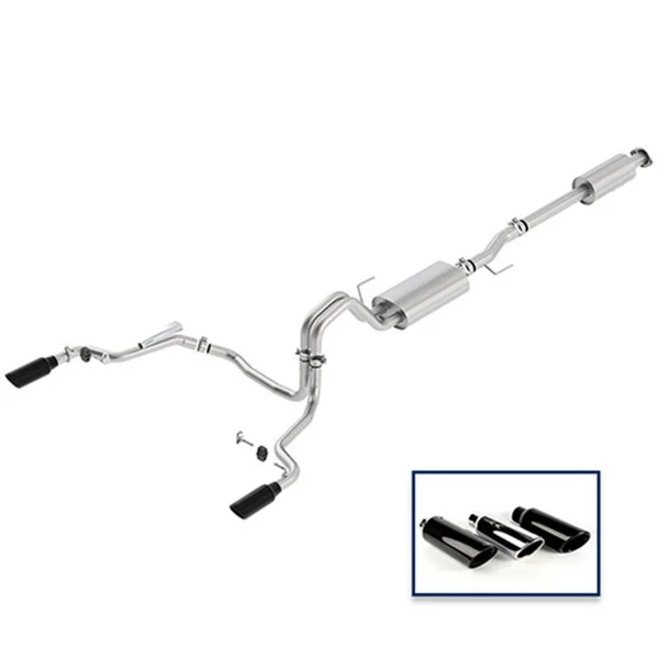 Ford Racing 15-18 F-150 5.0L Cat-Back Touring Exhaust System – Rear Exit Black Chrome Tips – M-5200-F1550DTBA