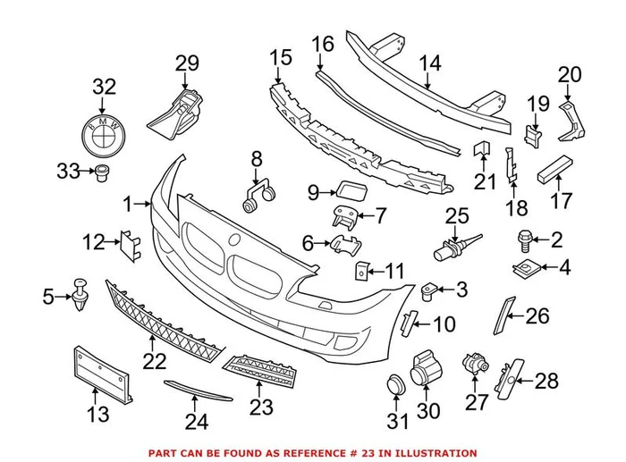 Genuine BMW 51117200736 – Grille (Front Right Lower)