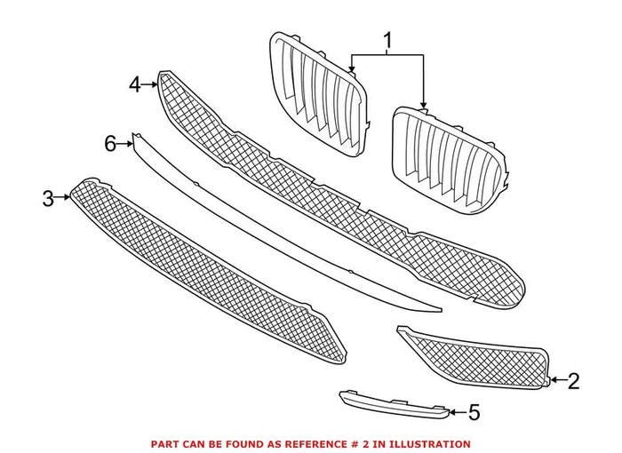 Genuine BMW 51117303756 – Grille (Front Right Lower Outer)