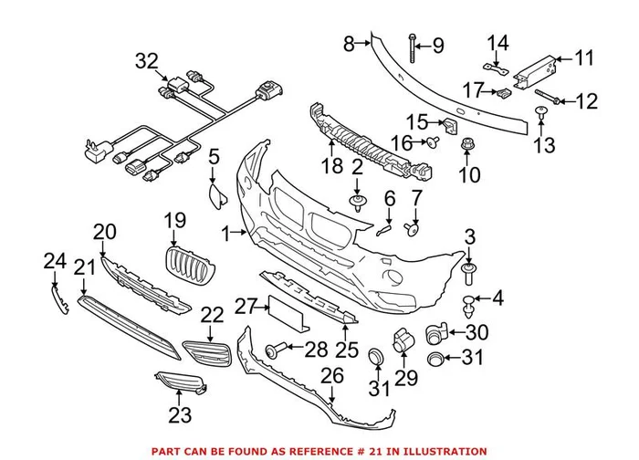 Genuine BMW 51117338476 – Grille (Front Lower)